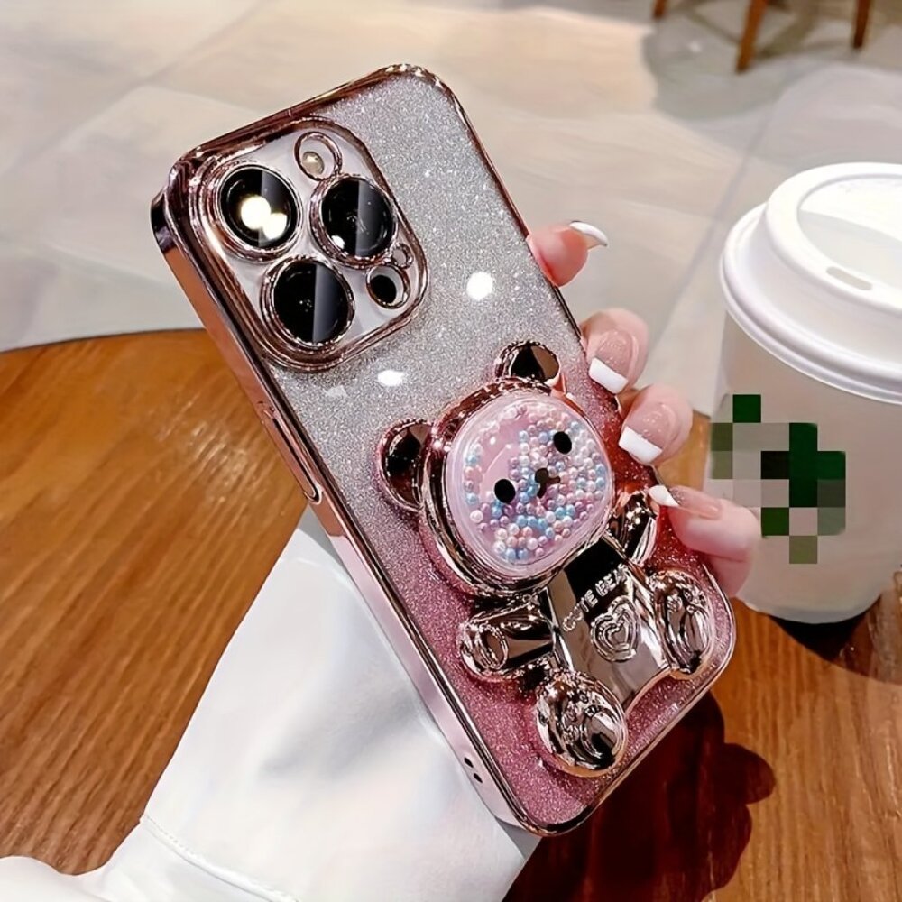 3D Cute Bear Apple Phone Case iphone 16 pro max luxury case